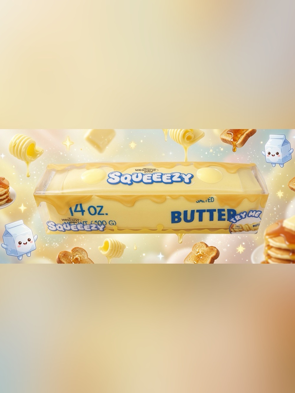 Squeezy Butter Stick sensory toy - Bright Yellow